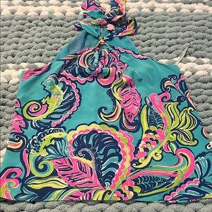 Lilly Pulitzer Teal and Pink Halter Top